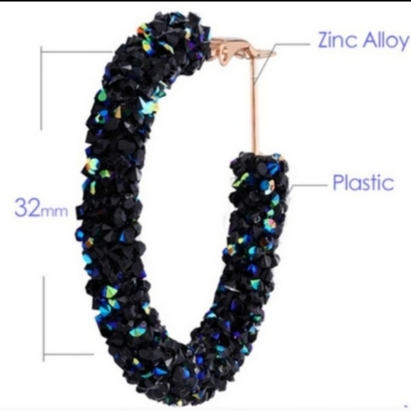 NEW Dark Black Hoop Earrings - Picture 3 of 3